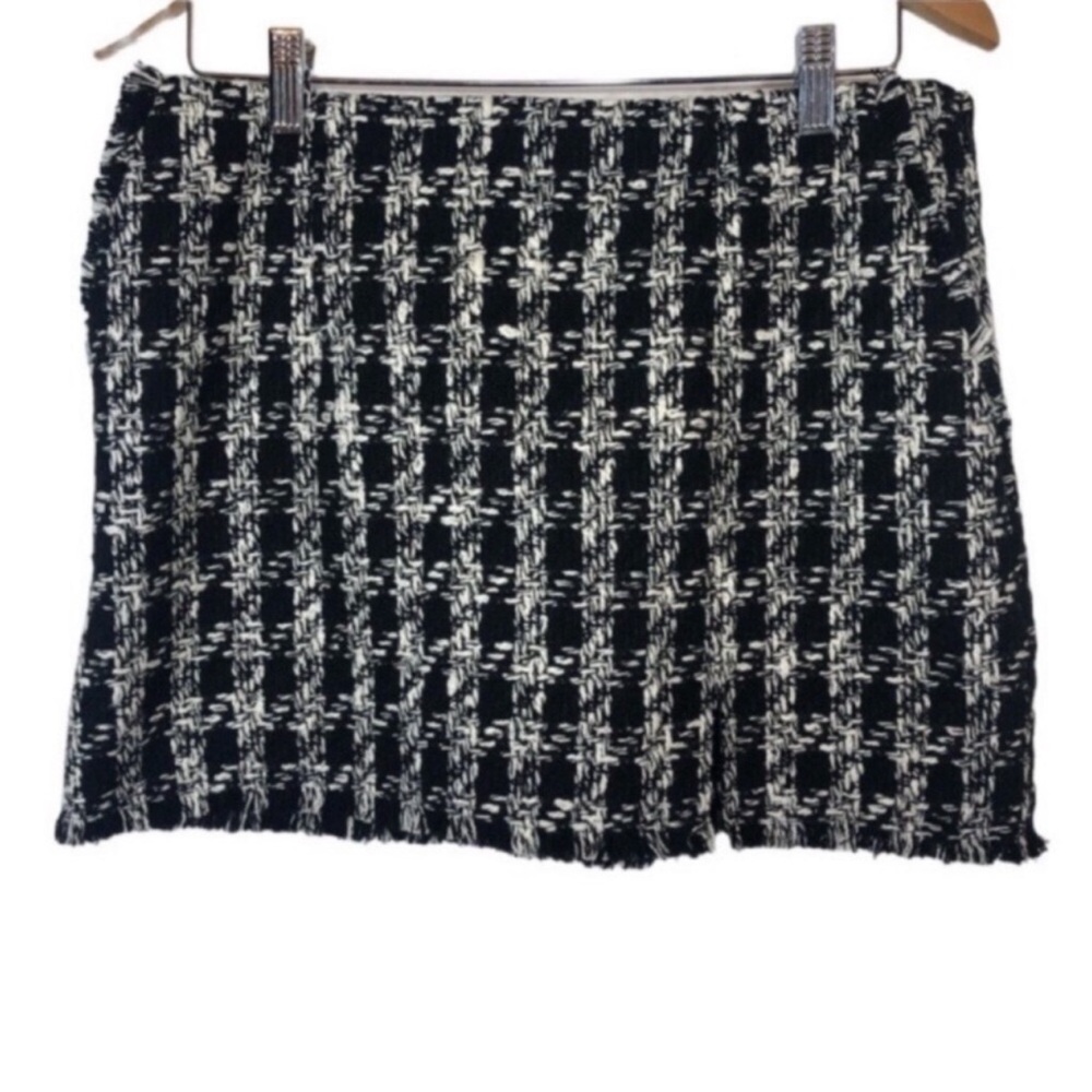 H&M Women’s Sz 10 Woven fabric large plaid black & white lined skirt New w/Tags